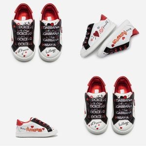 KIDS (Toddler) Dolce&Gabbana Leather sneakers with embroidery